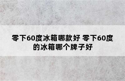 零下60度冰箱哪款好 零下60度的冰箱哪个牌子好